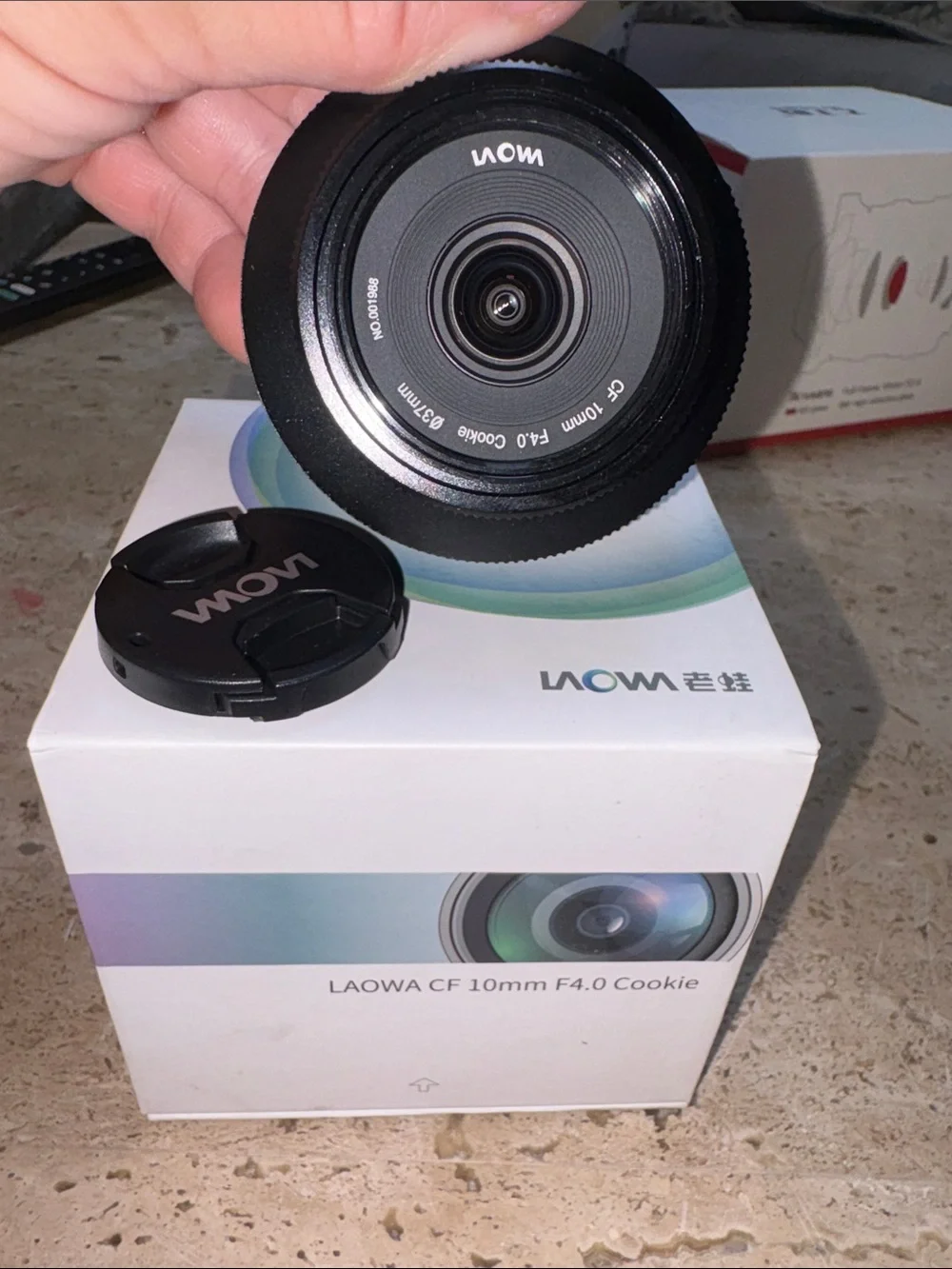 LAOWA CF 10mm F4.0 Cookie Lens - White with Blue/Green Accent Brand NEVER USED